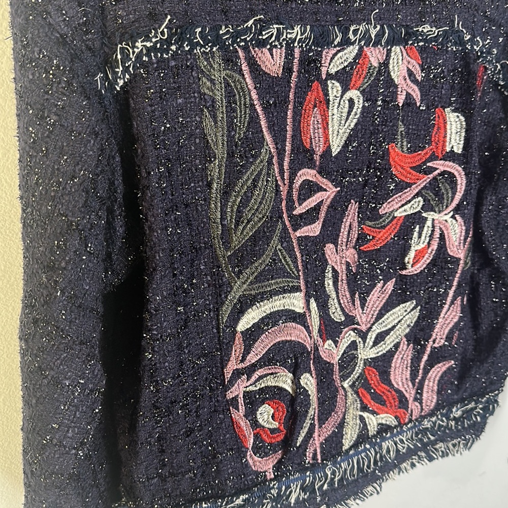 NWT Foxiedox Navy tweed Embroidered Jacket S - Picture 9 of 9